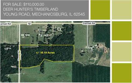 $110,000
16.19 Acres - Wooded, Great for Hunting/Home Site, Mechanicsburg, IL