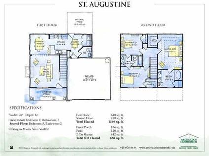 $173,000
Jacksonville, The beautiful St. Augustine Cottage Floor Plan