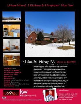 $239,900
45 Sue Street Milroy, PA Home For Sale
