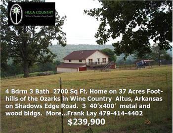 $239,900
Arkansas Wine Country Home & Land For Sale Near Altus, AR