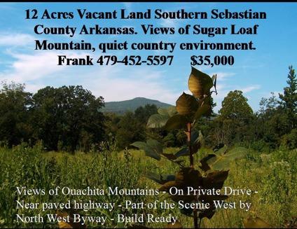 $35,000
Vacant Land Southern Sebastian County Arkansas. Views , quiet country environmen
