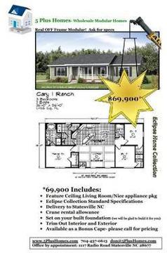 $69,900
Special 1456 sq. ft. Ranch OFF Frame Modular $69,900 Special