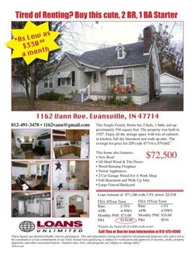 $72,500
Super Cute 2 BR, 1 BA Starter Home *As low as $330 mo.*