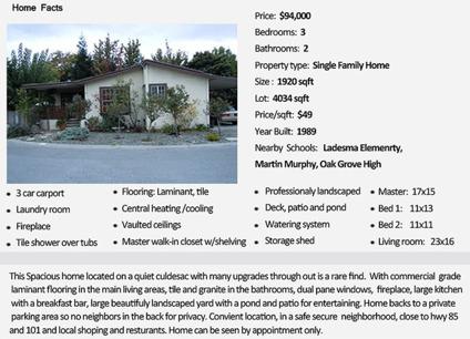 $94,000
*Gorgeous Home* spacious, in quiet community Monterey Oaks