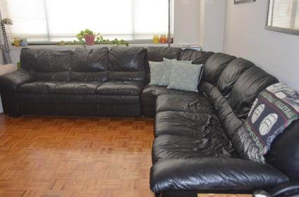 Black, Leather Sectional Sofa