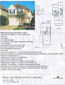 NW Houston home for sale or rent