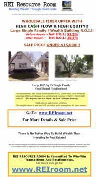 WHOLESALE FIXER UPPER With HIGH CA$H FLOW & Priced UNDER $15,000!!