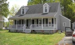 Cozy cape. Four bedrooms, one bath. Needs some TLC. Covered front porch and rear deck. Listing agent and office