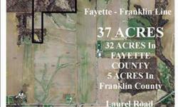 Pasture & woods, 2 stocked ponds, 20x20 wood sided cabin with shingled roof, 2 year old 30x40 metal pole barn with 2 lean-tos, 32 acres in Fayette County lined with good fence, 5 acres in Franklin County currently leased
Listing originally posted at http
