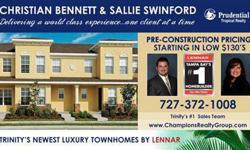New Construction at Short Sale Prices ! Contact Trinitys #1 Sales Team ! www.ChampionsRealtyGroup.com Christian Bennett 727-858-4588 and Sallie Swinford 727-247-3046. We can handle all your Real Estate Needs. Pre-Construction Pricing ! Trinitys Newest