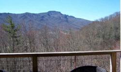 Entry-level entrance and unit. Foyer is ceramic tile...Carpet to Kitchen-Dining-Great Room combination with door to Covered Deck overlooking an in-your-face Grandfather Mountain! Large, Stone fireplace - propane (which will warm entire unit if power