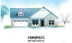Sawgrass Floor plan with stone accents. Covered front porch with stone pillars. Formal dining room or use as a FLEX space. Spacious family room with corner fireplace. Open to the eat in kitchen complete with breakfast bar and corner pantry. Split bedroom
