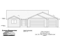 EXCITINGLY NEW! Located in The Valley neighborhood, the Parker Plan features one story home with a 3-car garage at a great price. Builder will carry the construction loan and estimated build time is 90 days from approved building permit. Home can be