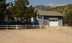 Classic mountain home. Hot Spring membership. Steller Mt. Antero and Mt. Princeton views. Fully furnished. Close and stay. Log bed, leather sofa, flat screen TV, desk plus vintage kitchen in immaculate condition. Full brick fireplace in livingroom. Enjoy