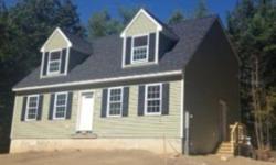 Brand New 3 Bedroom Full Dormer Cape on 5.6 Ac wooded lot. Aristokraft Maple/Birch Kitchen With center Island, open concept living room.Hardwood in Livingroom & dining room carpet on 2nd floor. Easy to Show!!!!Listing originally posted at http