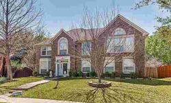 Drees custom home in master planned Chase Oaks Golf Course community. Great view of golf course on your way home. Marble flooring in foyer, new nail down oak flooring, study with french doors, loads of storage throughout, recessed ceilings in formals,
