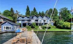 This sprawling Cape Cod home nestled on 105 ft. of Lake Washington offers a seaside one of a kind retreat! A great open floor plan with 3 floors of craftsmen detail. Gourmet kitchen has details of todays Chefs list. The staircase leads you to the master