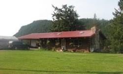 Log home, 2 creeks (with water rights) and 85 acres of land within 12 miles of Colville. Approx. 70 acres is pasture and home site and 15 acres is timbered. Log home has full daylight basement (partially finished) with bath, laundry, and storage; main