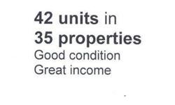 35 improved properties for a total of 42 rental units & 2 vacant lots. the address given is just a reference point ; there are many addresses that include