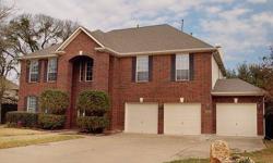 Brick 2 story w/ 3 1/2 car garage. 4BR + Office/5th Bedroom, 2.5 bath. Pool w/ Attached Spa. Formal Living/Dining. Large Kit. w/ center island, bkfst bar, huge bkfst area. Fam. Rm. w/ gas log fireplace. Oversized Master Suite w/ crown molding & coffered