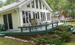 Kalkaska home with 100 ft. of choice frontage on Big Blue Lake. This beautiful home has two bedrooms, one and half bath, eat in kitchen, and a spacious living room with fireplace, built in bookcases, and huge windows for stunning lake views. This well