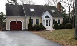 Lovely Contemporary Cape Cod home, 3 bedrooms, 2 full baths and located on a level 1/2 acre lot. Hardwood floors on first level, marble fireplace, and a stunning 22 X 18 great room with a wet bar and slider to the deck. Mahogany deck off the great room