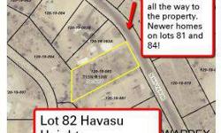 Never leave the pavement! Lot 82 in Havasu Hieghts. Generous 1.76 acre lot located on Paved Skyview Rd. Beautiful newer homes on either side of this lot. County zoning acceptable for horses and other animals. Beautiful ripairian landscape and plantlife