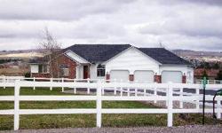 Get Away from City Life - Country Horse Property, 12.4 acres, sheds, corrals, barn & water rights. Great Setup. Lots of vinyl fencing & pasture for your animals. The single level home has maintenance free exterior of vinyl/brick. The yard is established