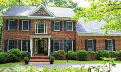 Charming Colonial on wooded private setting in Western Albemarle Co. 1st flr offers 2-story entrance foyer, formal LR & DRs & home office/study. Lovely family room has FP, vaulted ceiling w/skylights, wetbar & access to wide back deck. Eat-in kitchen has