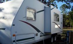 IT has one slideout, 20' awning, bumper pull, 2 propane tanks, an electric jack, very nicely kept. Sleeps 6, has a separate bathroom and shower, lot of closet space, refrigerator and microwave and stove. Call Jim Miller @ 912-663-4190. We do have the