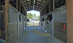 Center aisle pole barn stable with 6 stalls, tack room, bathroom and work station, lighted Regulation Dressage riding arena; nearly 2 acres; 2 equestrian parks nearby with immediate access to the horse trail which runs along the creek bordering the east