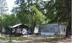 THIS PARK MODEL HAS HAD A TREMENDOUS AMOUNT OF WORK DONE--new roof, insulation, pine ceilings, interior walls, flooring, cabinets, wiring and lighting fixtures. Great shed for toys, a wood shed and canopy all on a huge corner lot that provides plenty of