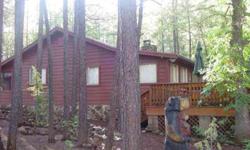 Short sale contingent on lender approval.Single Level Cabin. Great location in White Mountain Summer Homes. Beautiful wood floors with 2 Fireplaces. Large Deck with tall pines all over property.Gated Community. Also available for rent 104590.
Listing