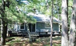 Beautiful sunsets on Rush Lake with tall pines, 150 feet of prime sandy shoreline, a boathouse, and charming 2 bedroom, 2 bath cottage. This home has a loft, matched stone fireplace, high vaulted ceilings, master suite with kitchenette, breezeway, and